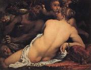 Annibale Carracci Bacchante with a Satyr and Two Cupids oil painting reproduction
